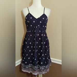 Navy Blue, Red & White Boho Sundress Slip Dress Doe & Rae ModCloth Small